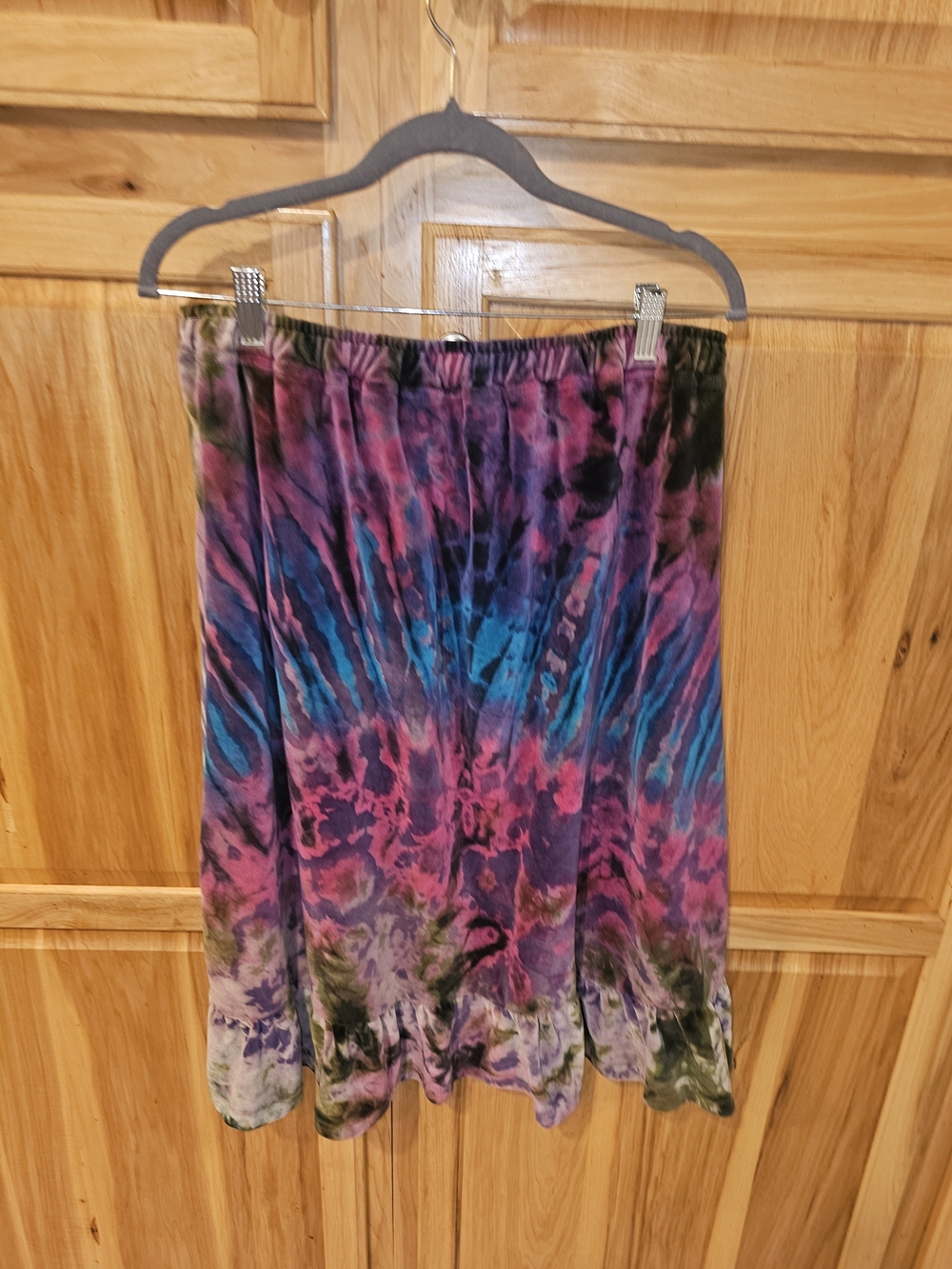 Tie-Dye Maxi Skirt in Purple, Blue & Pink - Unbranded